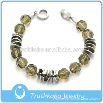 TKB-JB0106 Fashionable best-selling two tone with acrylic beads and coin shape metal 316L stainless steel bracelets & bangles